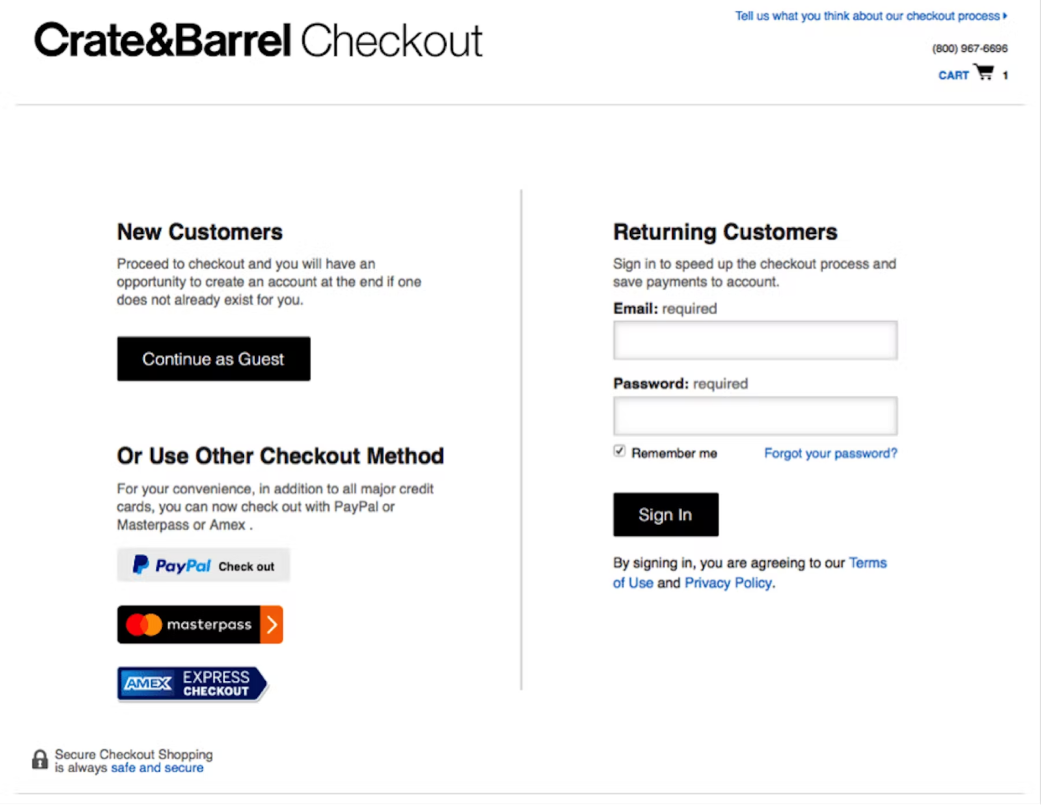 checkout process for more–sales