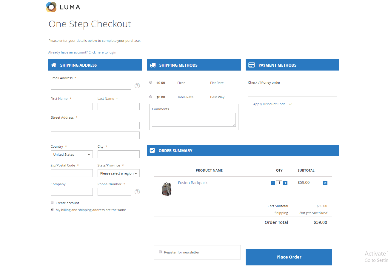 checkout process for more–sales